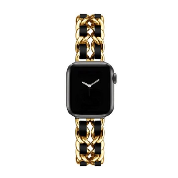 NEW Strap Chain Leather Stainless Band For Apple Watch - GB - Picture 1 of 15